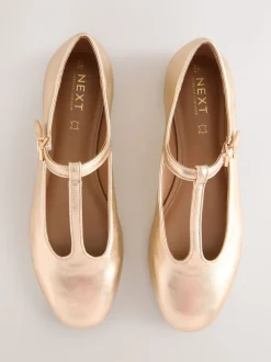 Goud - Forever Comfort® leren T-Bar Mary Jane-schoenen