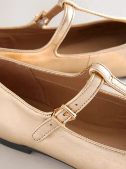 Goud - Forever Comfort® leren T-Bar Mary Jane-schoenen