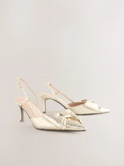 Goud - Forever Comfort® schoenen met strik, hielbandje en spitse neus