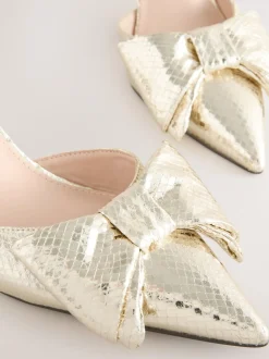 Goud - Forever Comfort® schoenen met strik, hielbandje en spitse neus