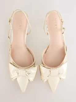 Goud - Forever Comfort® schoenen met strik, hielbandje en spitse neus