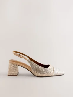 Goud - Forever Comfort® Square Toe Slingback Block Heels