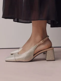 Goud - Forever Comfort® Square Toe Slingback Block Heels