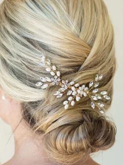 Goud - Ivory & Co - Sierkam met parels en kristallen