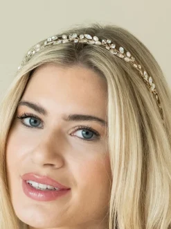 Goud - Ivory & Co bohemia haarband met kristallen en parels