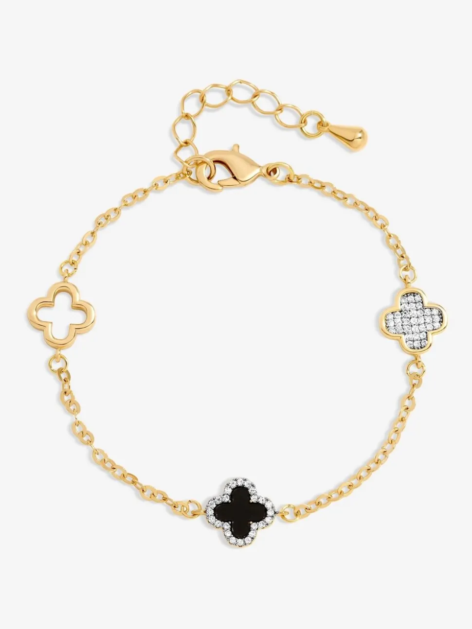 Goud - Jon Richard Plated Pave and Jet Clover Bracelet