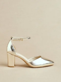 Goud - Linzi Davina pumps met blokhak en dichte hiel