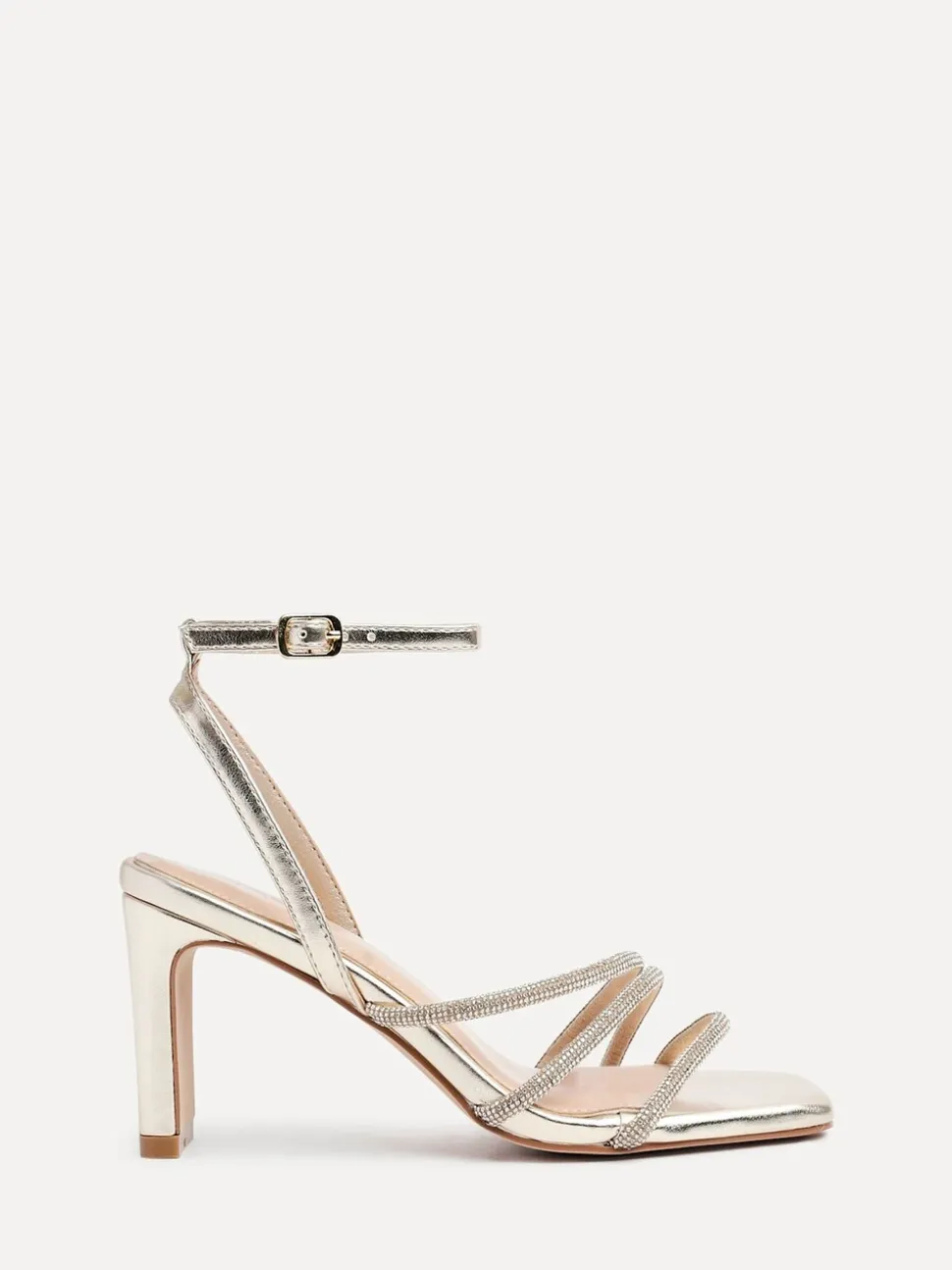 Goud - Linzi Glimmer Diamante Block Heel Sandals