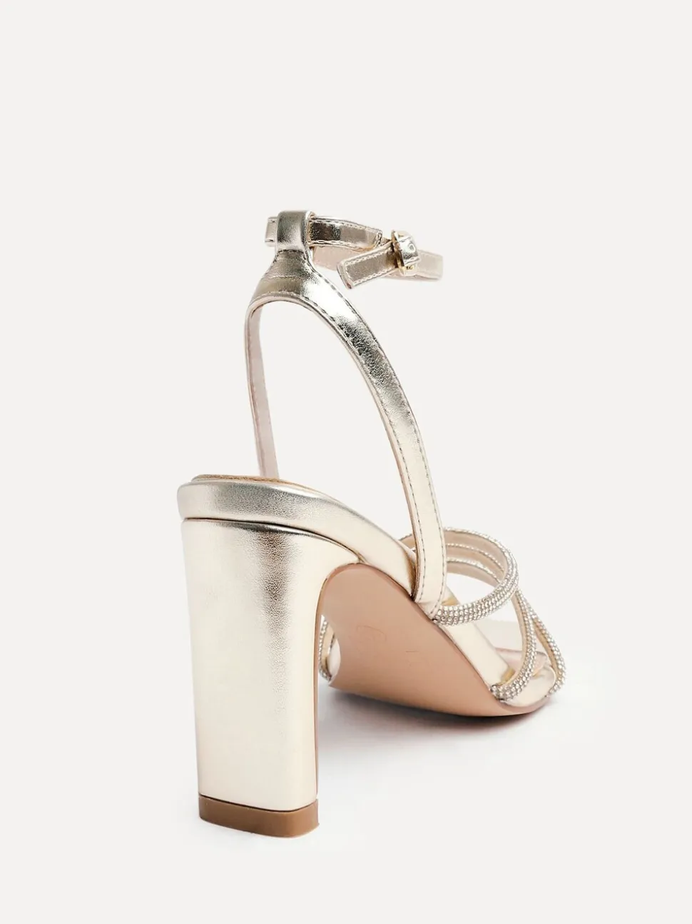 Goud - Linzi Glimmer Diamante Block Heel Sandals