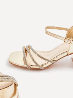 Goud - Linzi Mariah sandalen met hak, versiering en brede pasvorm