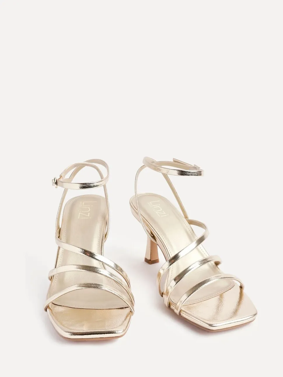 Goud - Linzi Reflect Wide Fit Strappy Heeled Sandals