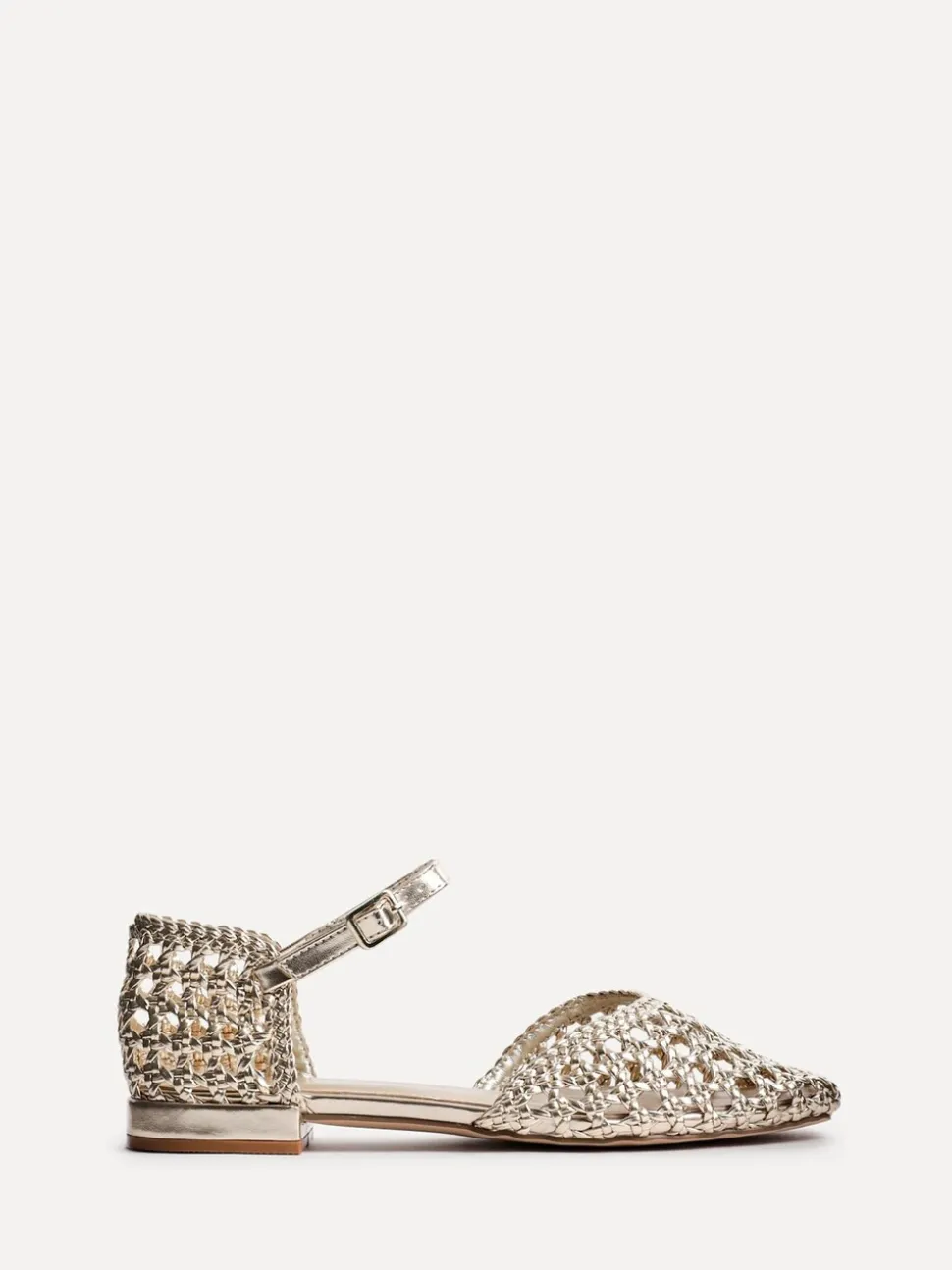 Goud - Linzi Suki handgeweven pumps met lage blokhak
