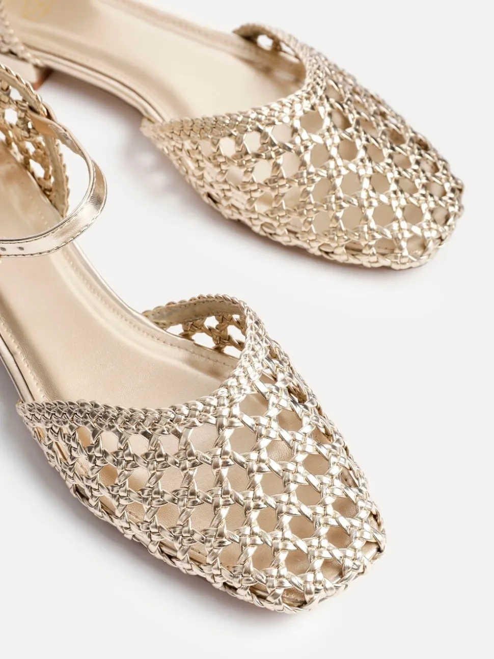 Goud - Linzi Suki handgeweven pumps met lage blokhak