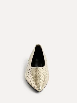 Goud - Linzi Talina Woven Pointed Toe Ballet Flats