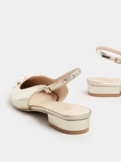 Goud - Long Tall Sally Metal Trim Sling Back Shoes