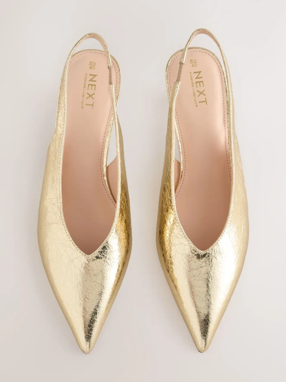 Goud - Punt Toe Lage Slingback Naaldhak Schoenen