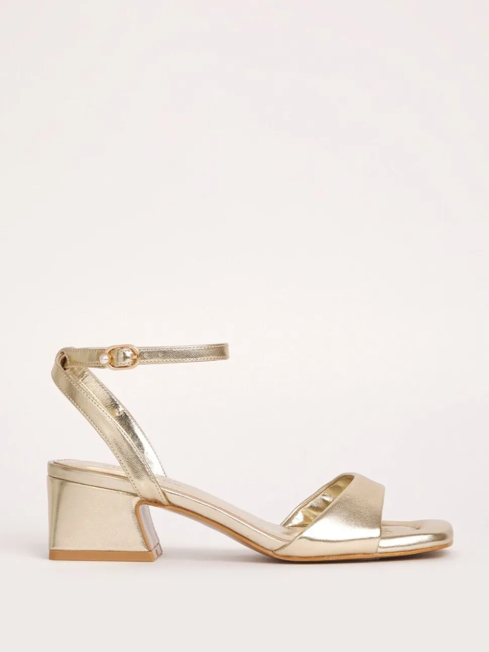 Goud - Simply Be Barely There on Low Block Heels in Extra Wide Fit