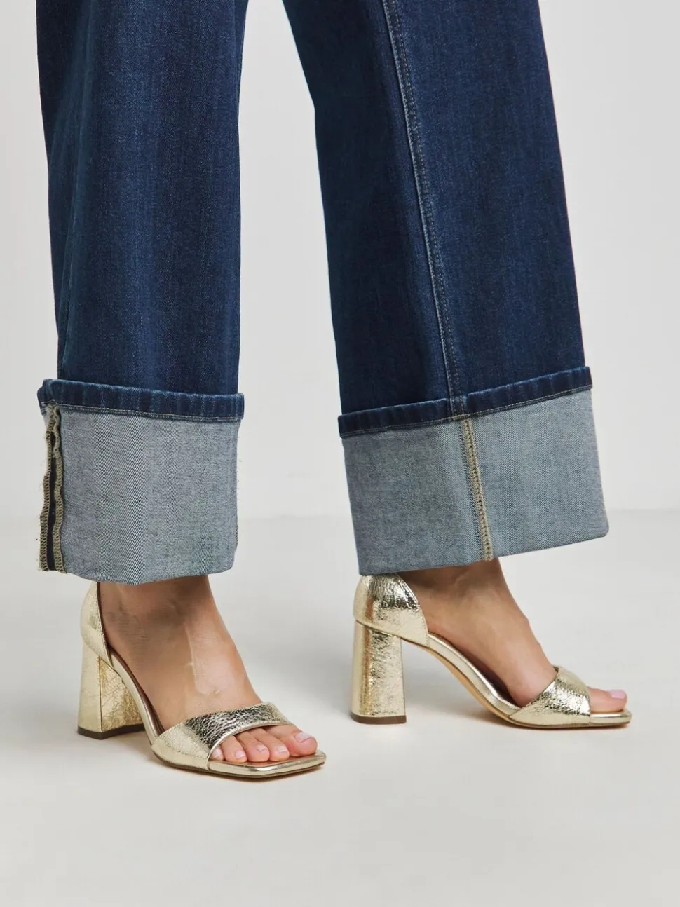 Goud - Simply Be Barely There Block Heel Sandals In Wide Fit