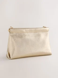 Goud - Sparkle Detail Snap Clutch Bag