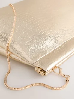 Goud - Sparkle Detail Snap Clutch Bag