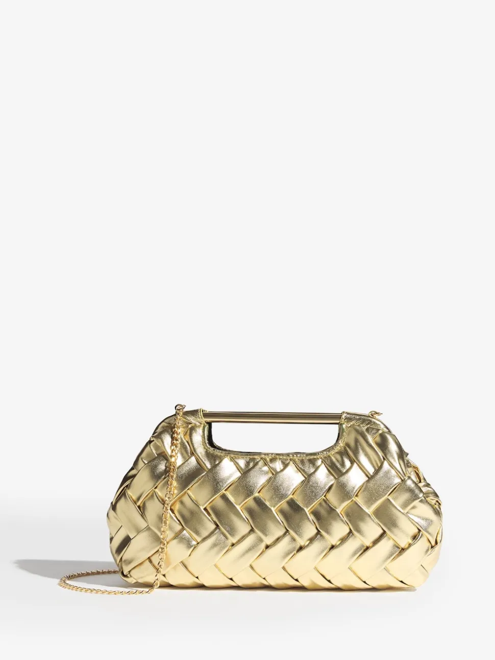 Goud - Weave Grab Handle Clutch Bag