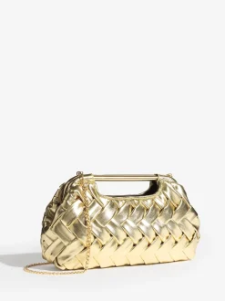 Goud - Weave Grab Handle Clutch Bag