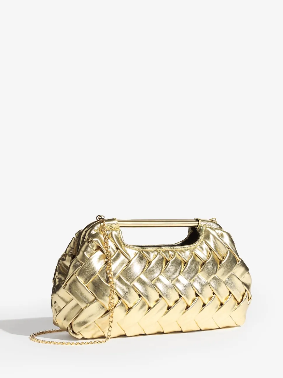 Goud - Weave Grab Handle Clutch Bag