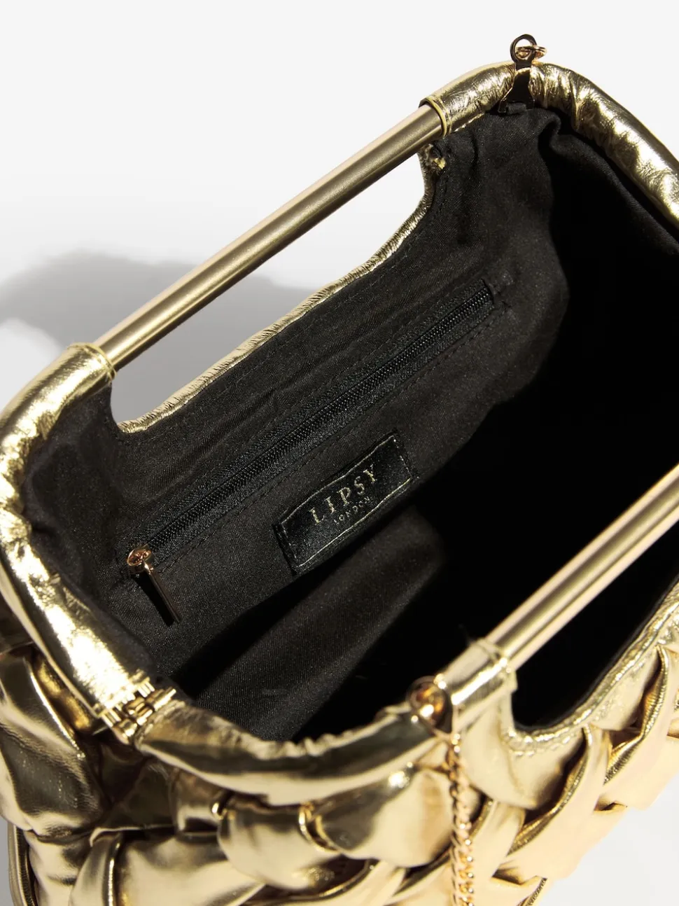 Goud - Weave Grab Handle Clutch Bag