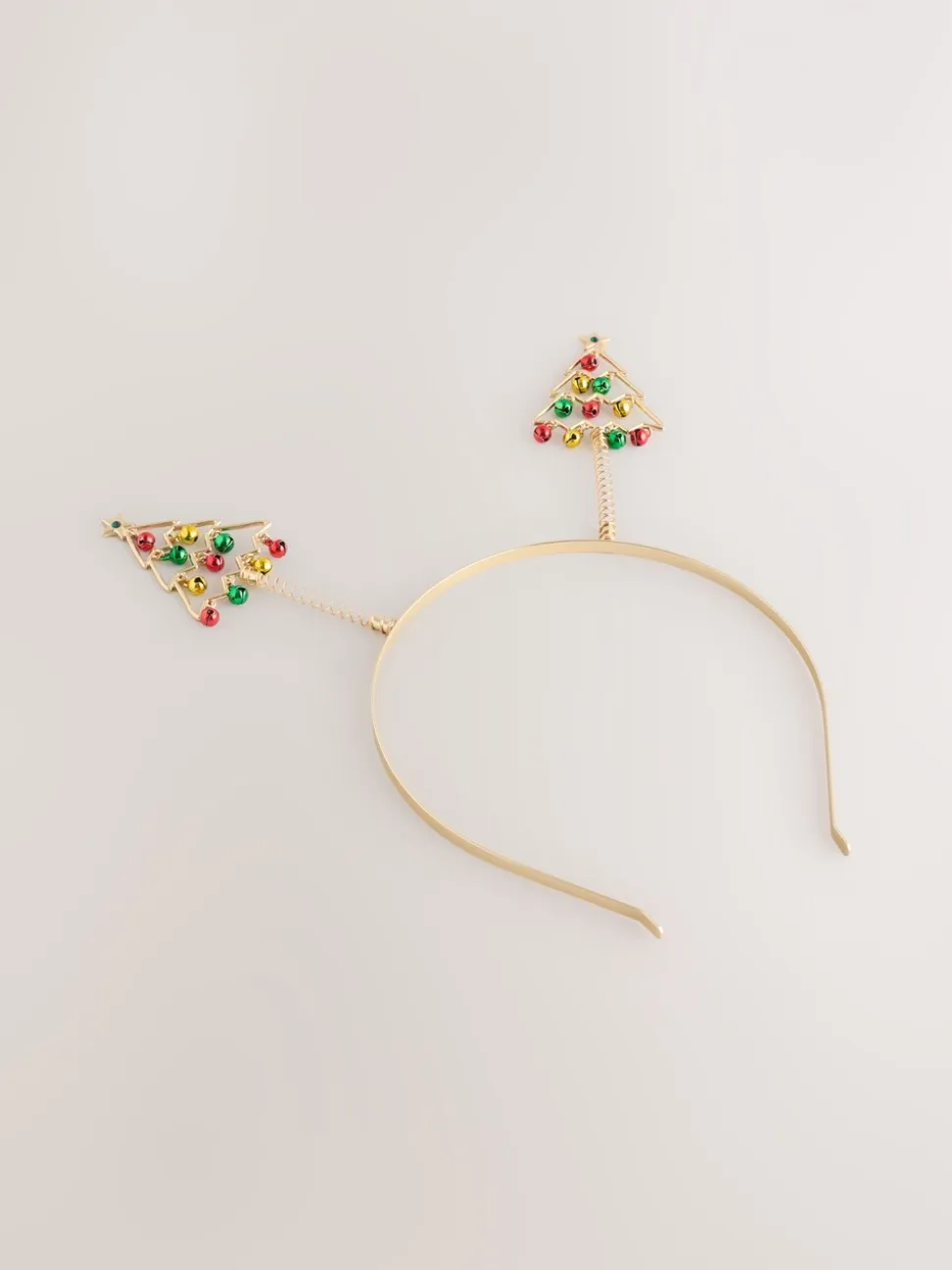 Goudkleurig - Bopper kersthoofdband met kerstboom en belletjes