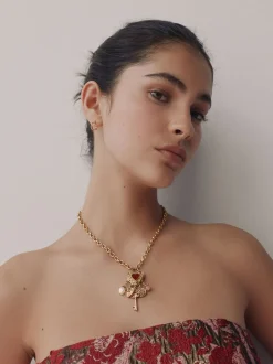 Goudkleurig - Cluster Heart Charm Long Necklace