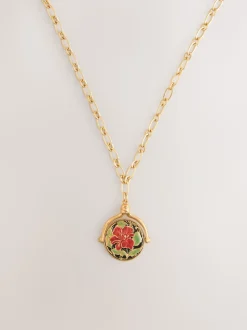 Goudkleurig - Floral T-Bar Spinner Long Necklace