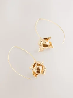 Goudkleurig - Flower Pull Through Earrings