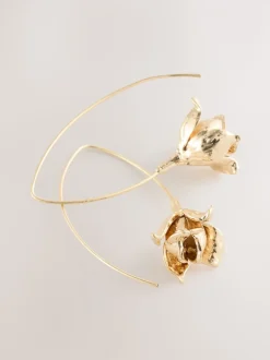 Goudkleurig - Flower Pull Through Earrings