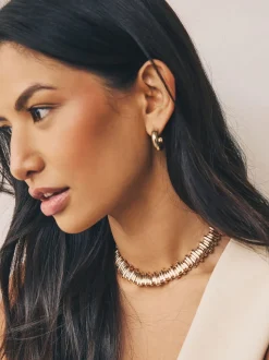 Goudkleurig - Geribbelde kraagketting