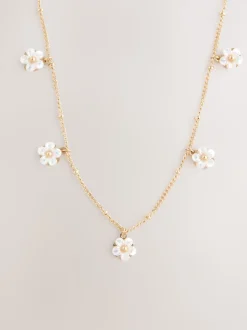 Goudkleurig - Ketting met bloemenhanger