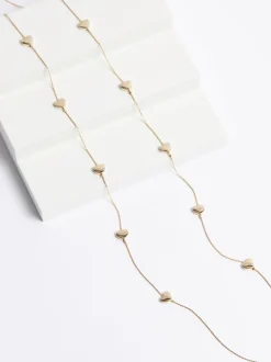 Goudkleurig - Lange draadketting met hartje