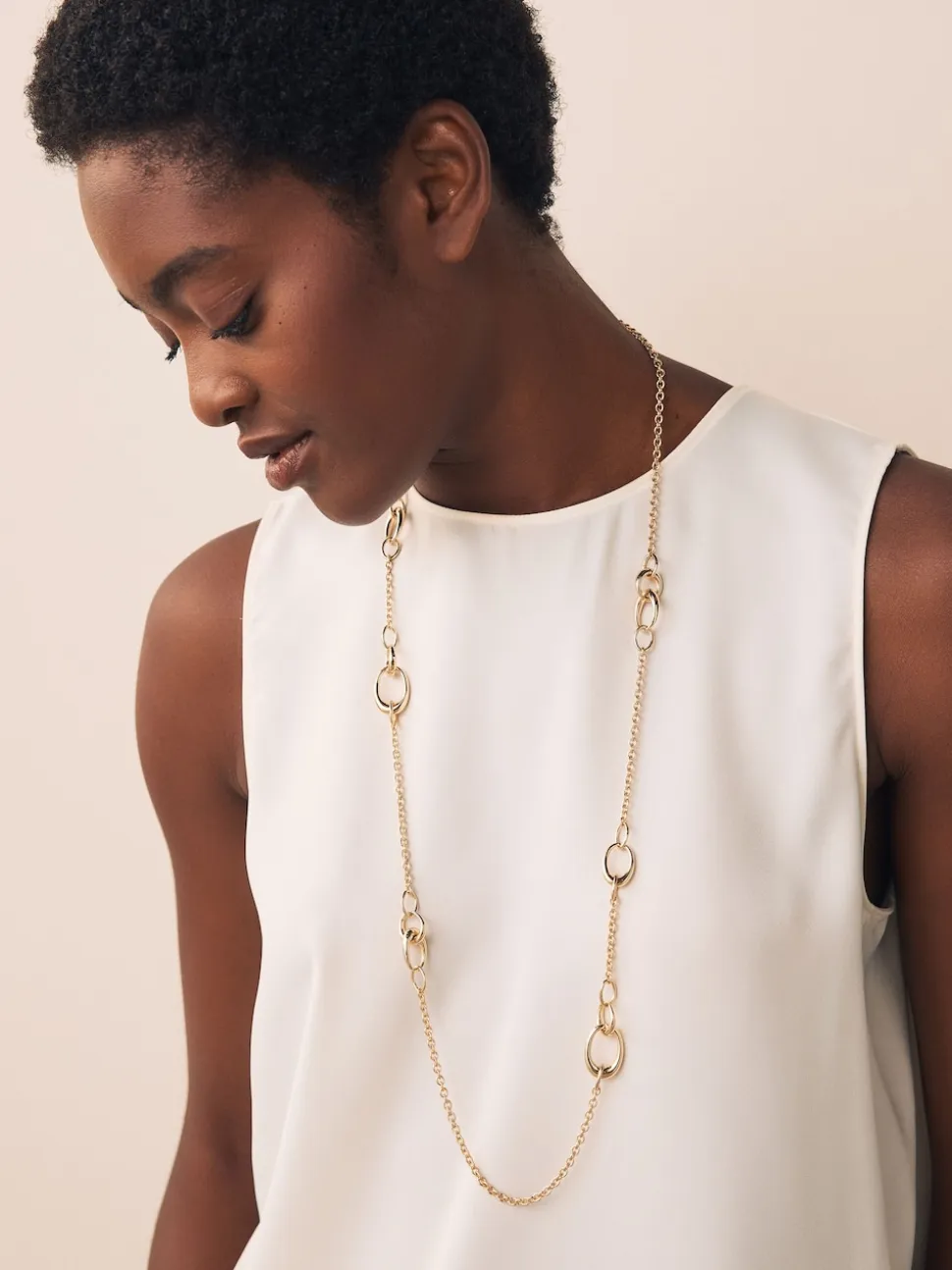Goudkleurig - Lange schakelketting