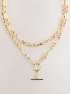 Goudkleurig - Layered T-Bar Chain Necklace
