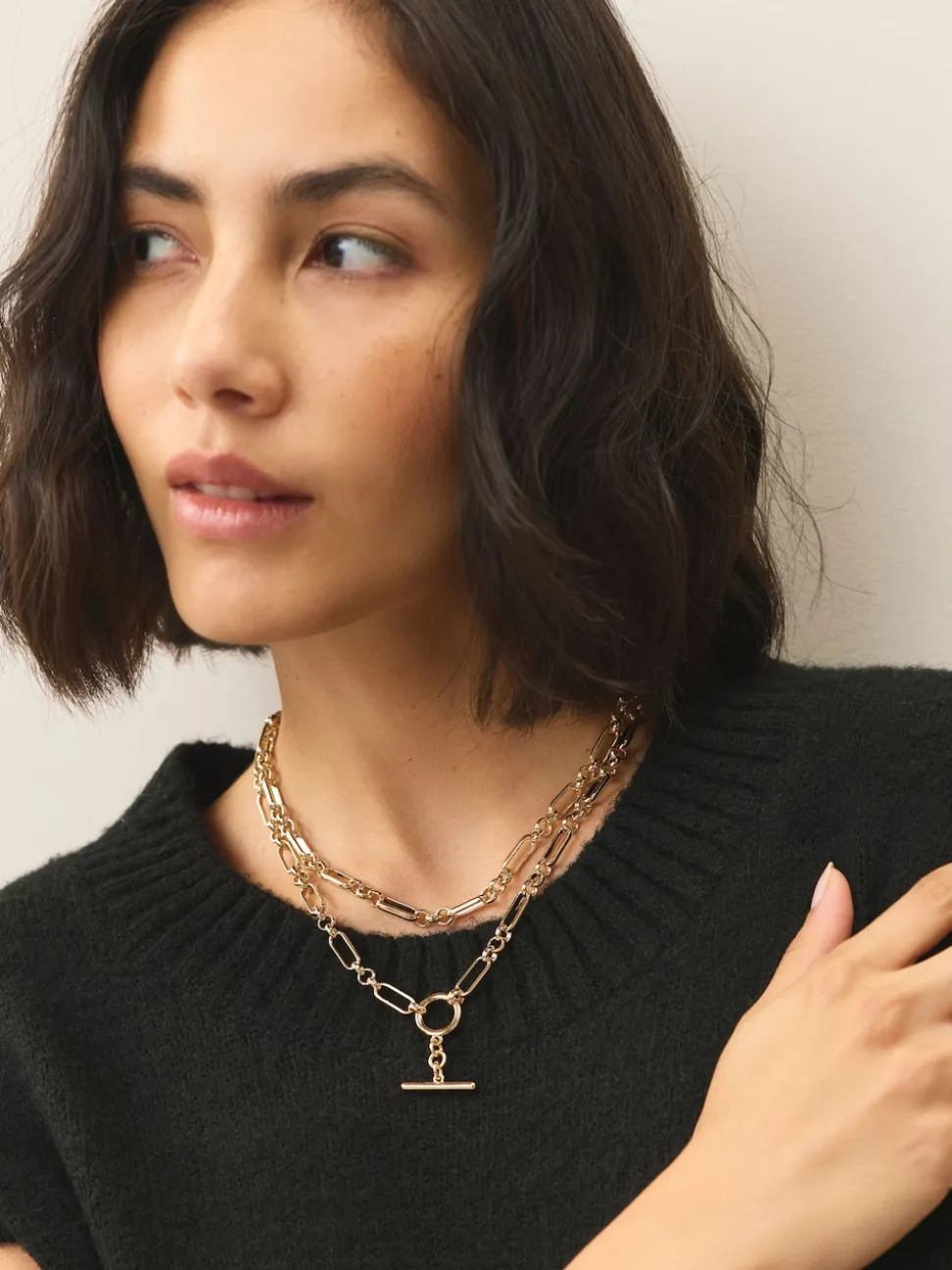 Goudkleurig - Layered T-Bar Chain Necklace
