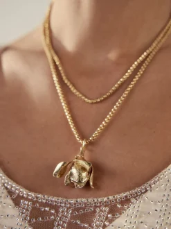 Goudkleurig - Long Flower Necklace