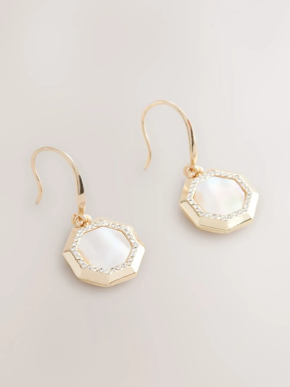 Goudkleurig - Mother Of Pearl Octagon Drop Earrings
