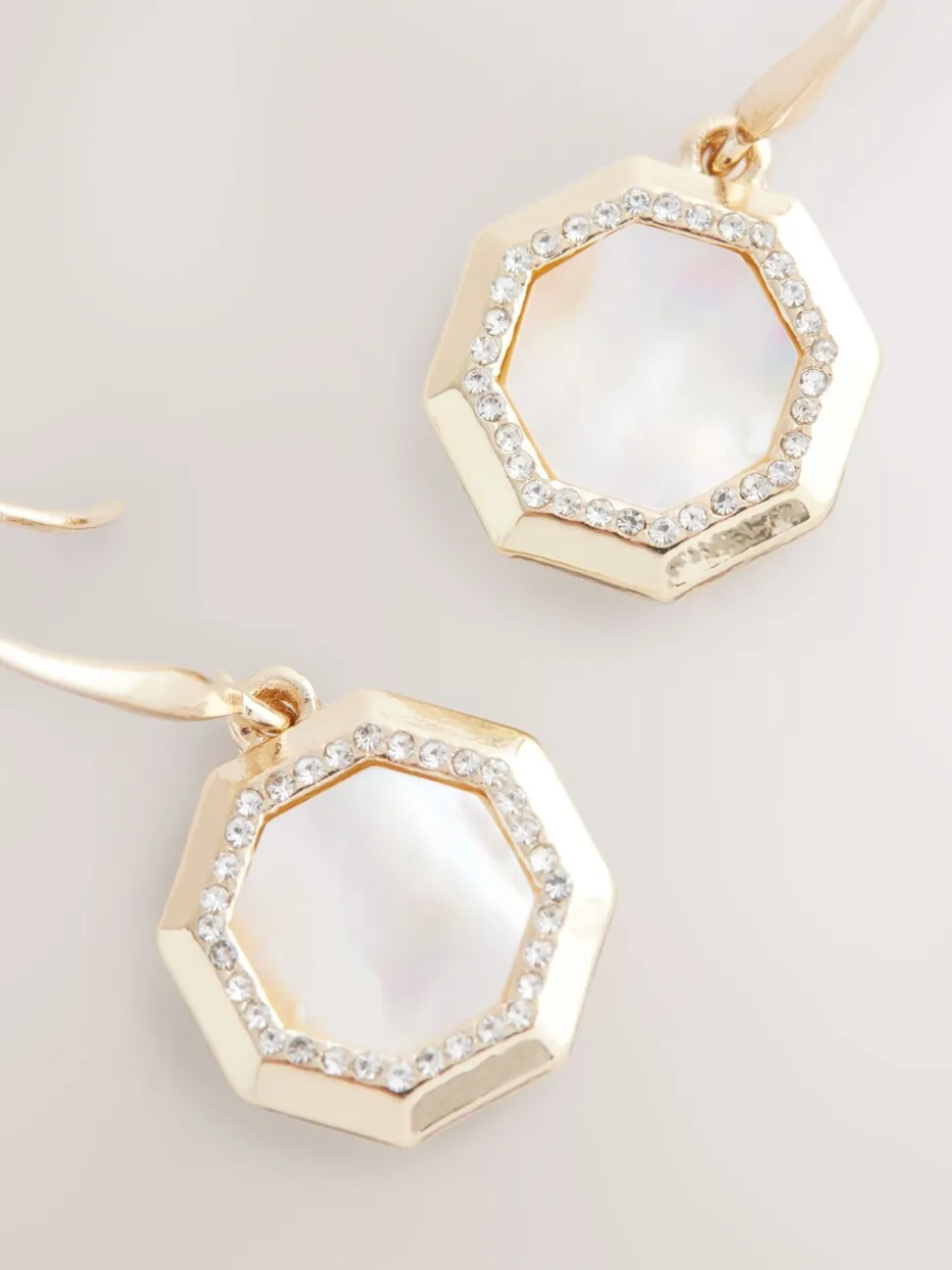 Goudkleurig - Mother Of Pearl Octagon Drop Earrings