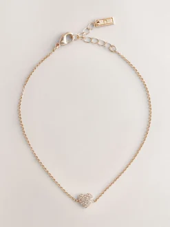 Goudkleurig - Pave Heart Anklet