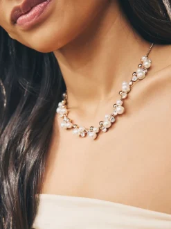 Goudkleurig - Pully ketting met glinsterende pareleffect