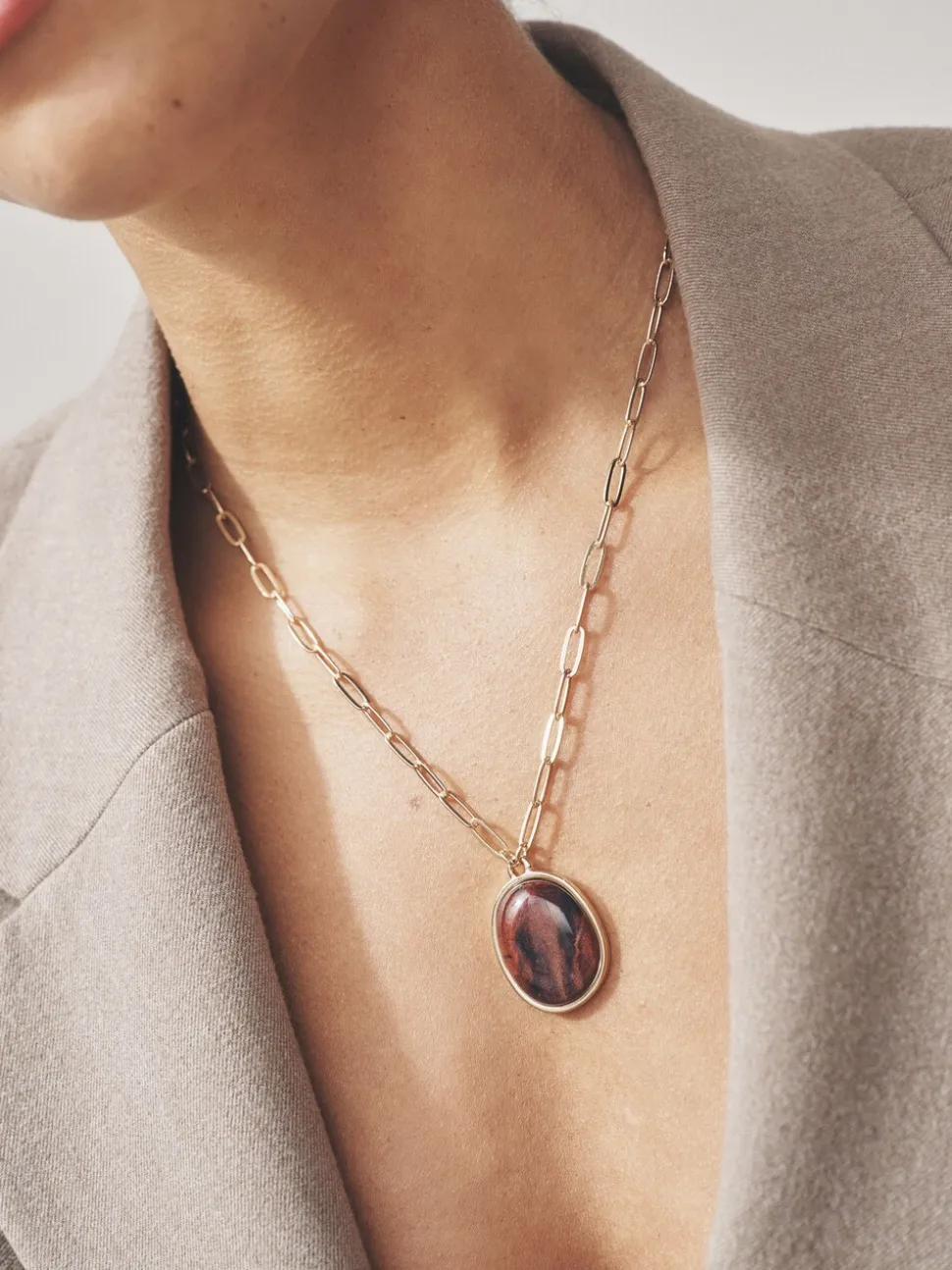 Goudkleurig - Resin Paperclip Chain Necklace