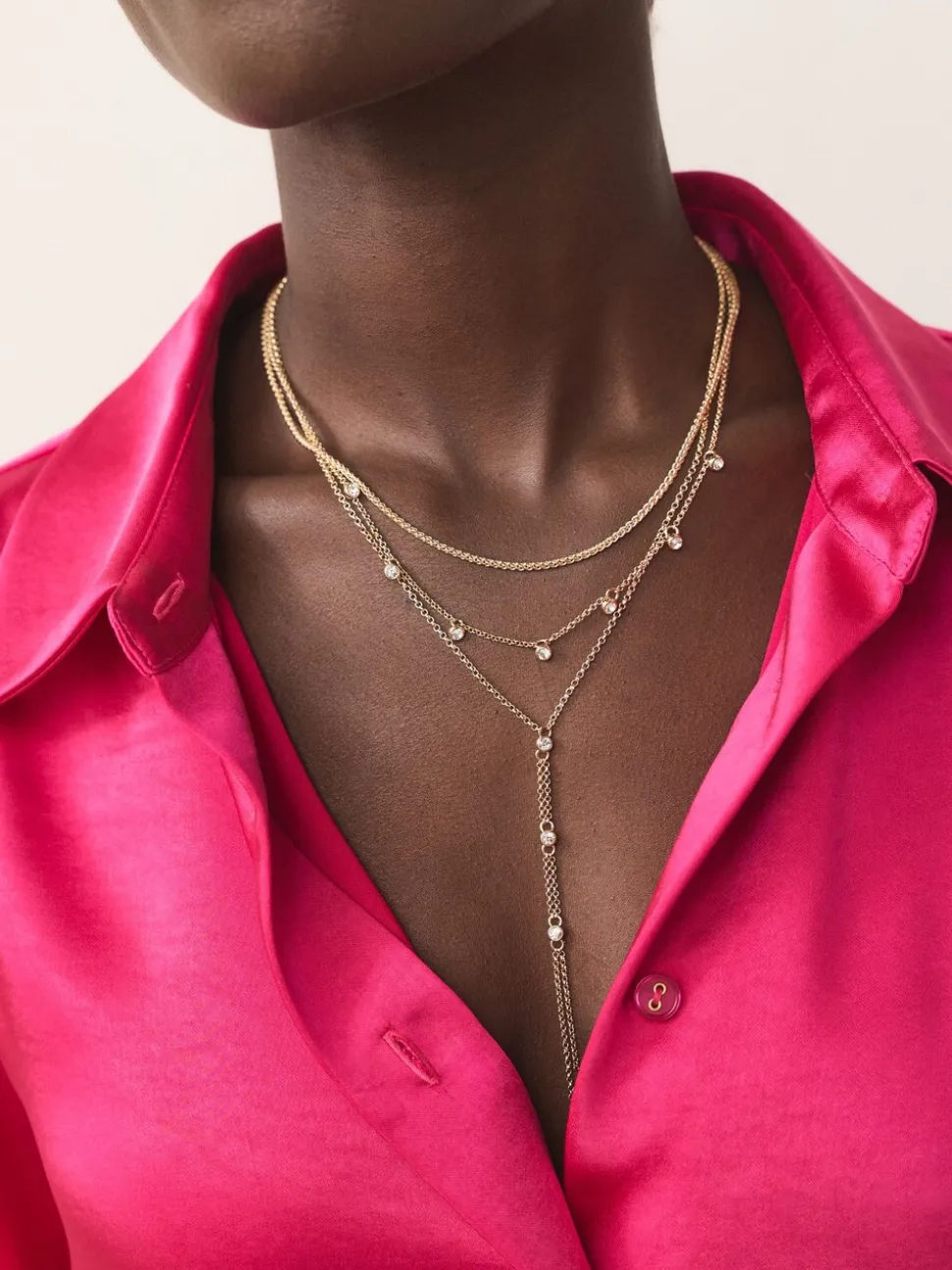 Goudkleurig - Sparkle Detail Layered Drop Necklace