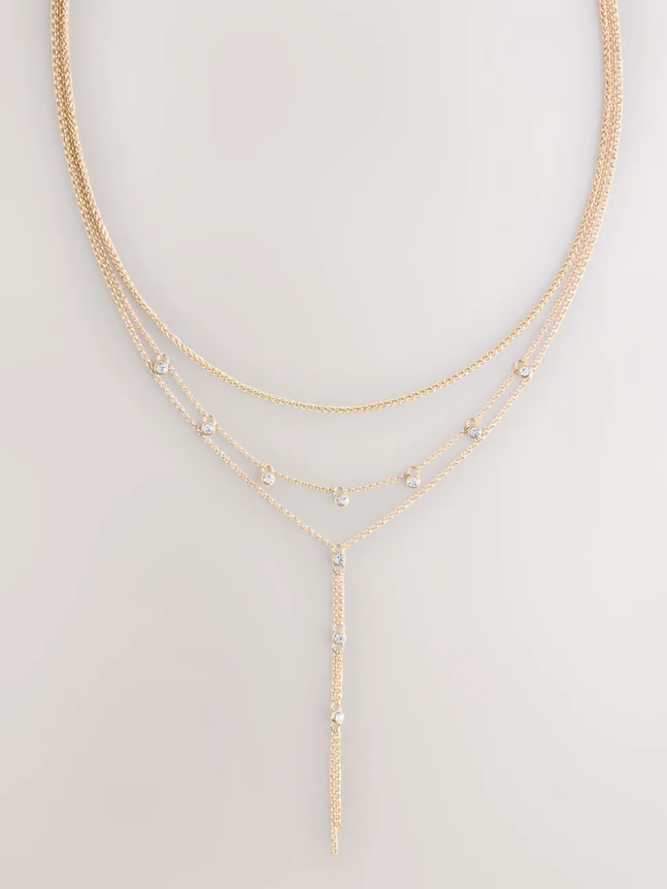 Goudkleurig - Sparkle Detail Layered Drop Necklace