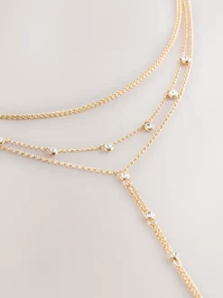 Goudkleurig - Sparkle Detail Layered Drop Necklace
