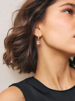 Goudkleurig - Square Stone Drop Pavé Hoop Earrings