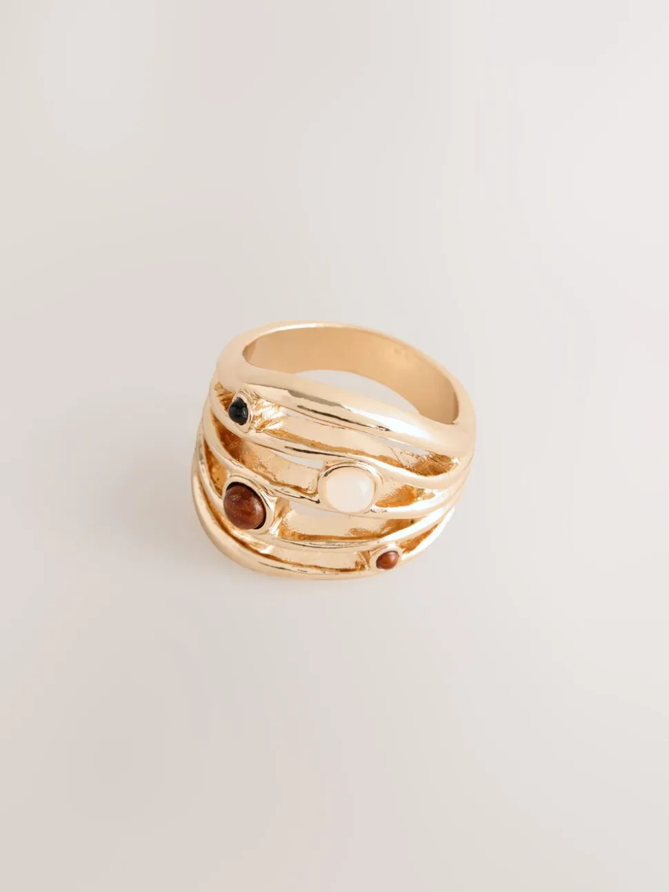 Goudkleurig - Stone Insert Ladder Ring